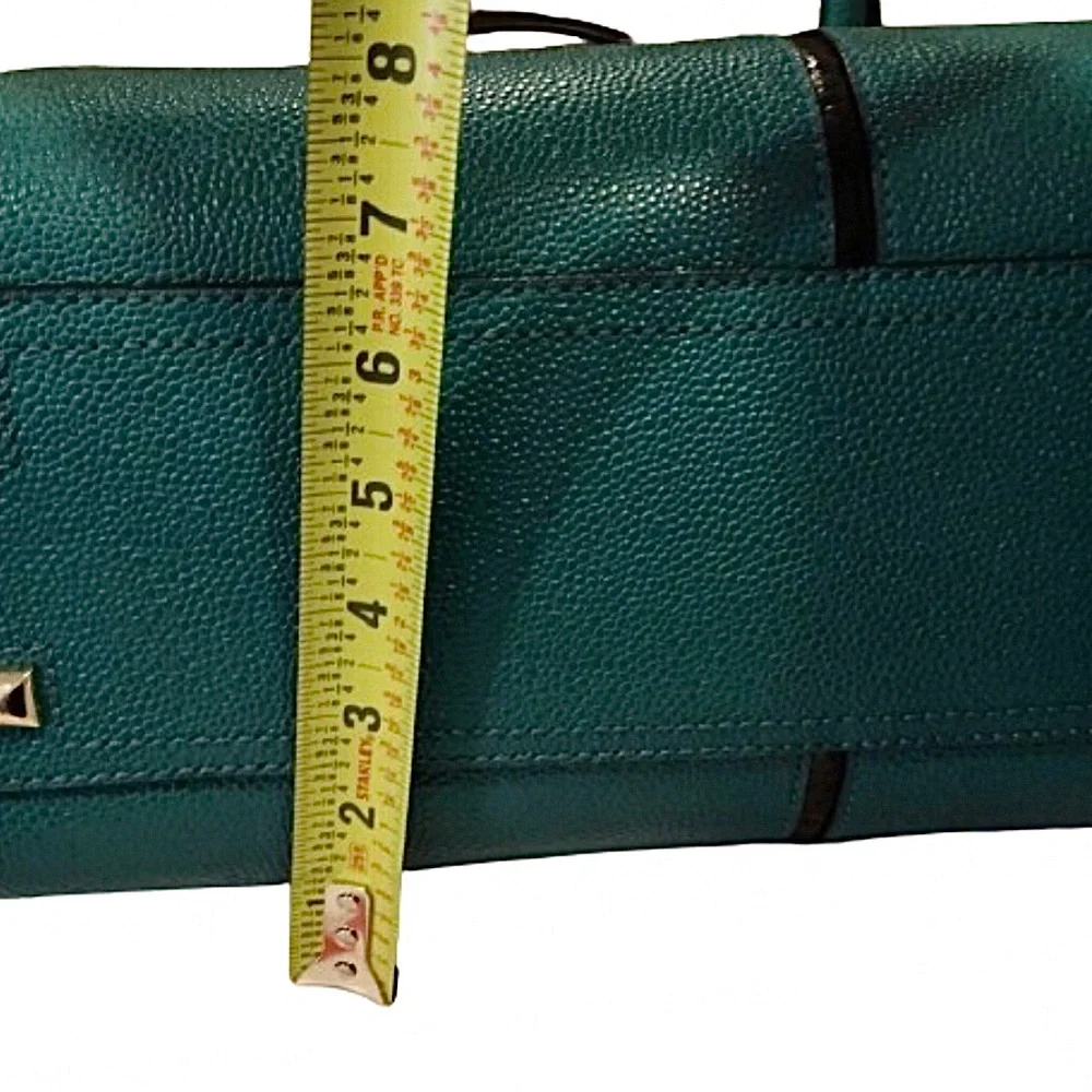 HENRI BENDEL Teal Caviar Carlyle Leather Tote Shoulder Bag Wallet & Strap SET